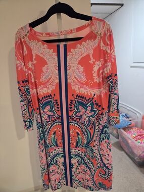 Lilly Pulitzer Coral Multicolor Paisley Shift Dress